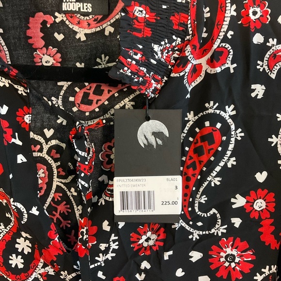 The Kooples Black and Red Blouse Chic Top - Picture 3 of 5